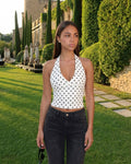 Top dos nu col halter à pois