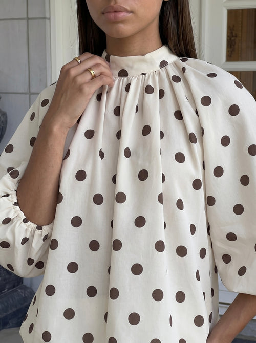 Blouse manches ballon à pois