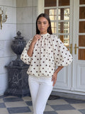 Blouse manches ballon à pois
